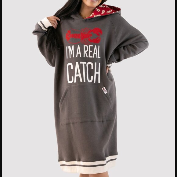 "Real Catch" Lobster Long Hoodie – Cozy & Fun Loungewear 🦞 - Picture 1 of 7